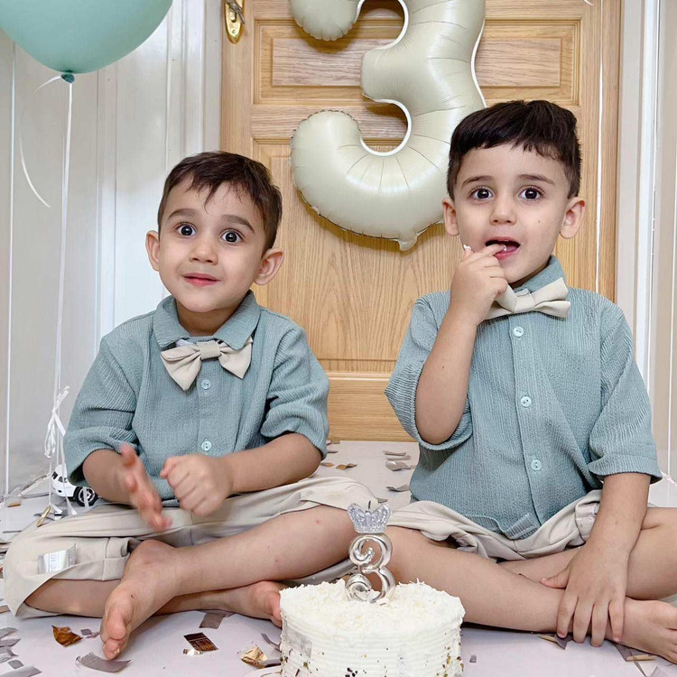 ست پیراهن و شلوارک بچگانه پسرانه مدل دوقلوها2 کد 1110