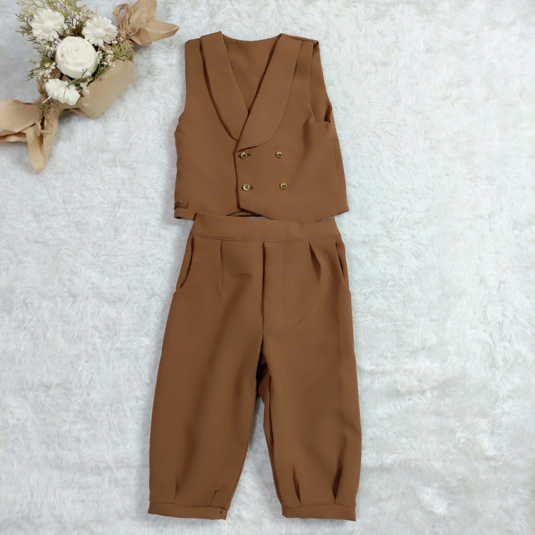 جلیقه شلوار رنگ موکا