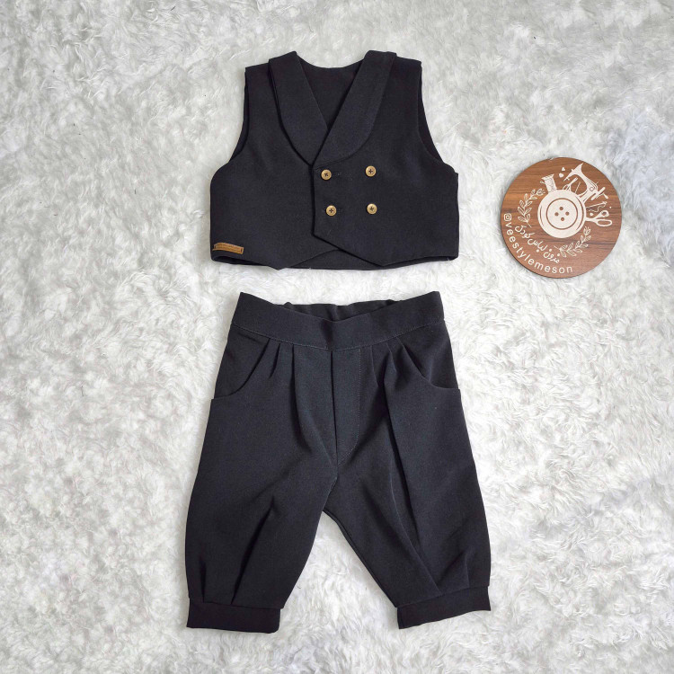 جلیقه شلوار مشکی پسرانه